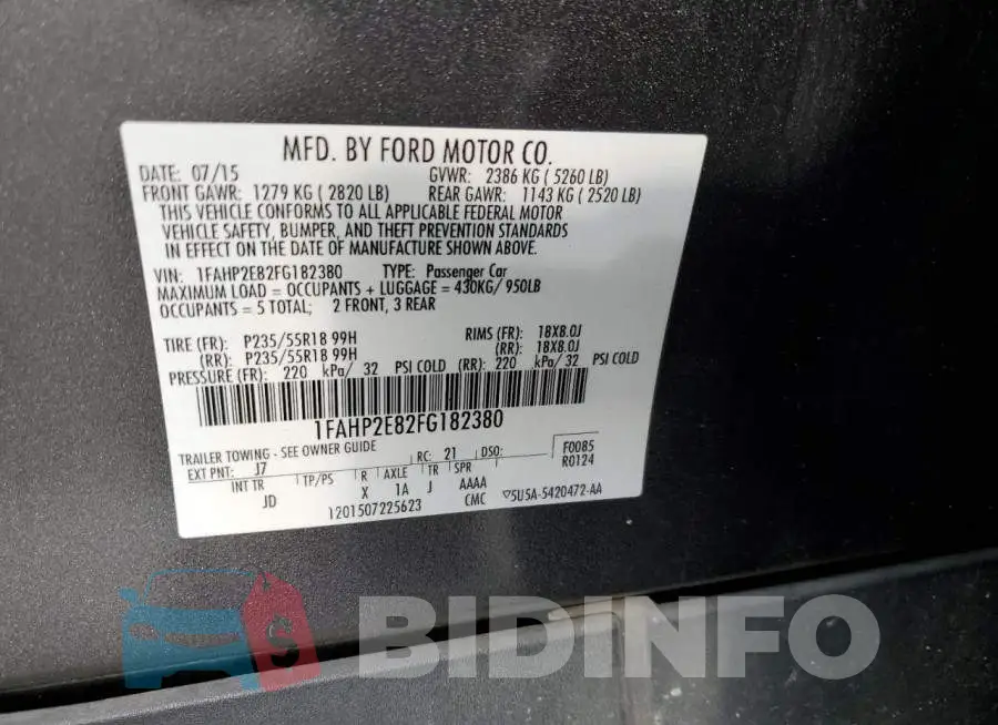 1FAHP2E82FG182380 Photo# 12
