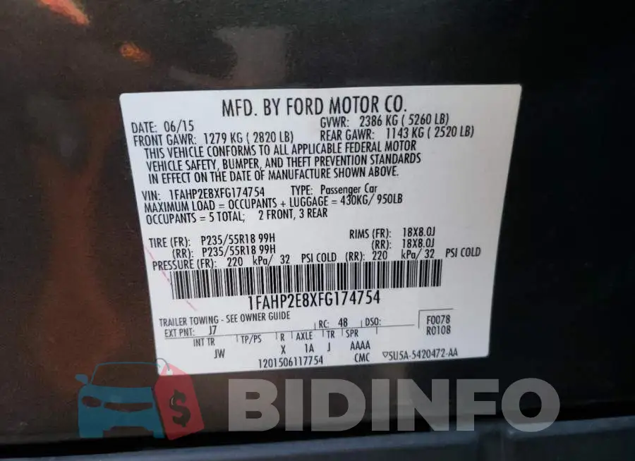 1FAHP2E8XFG174754 Photo# 10