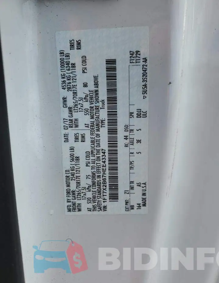 1FT7X2B67HEE43347 Photo# 13