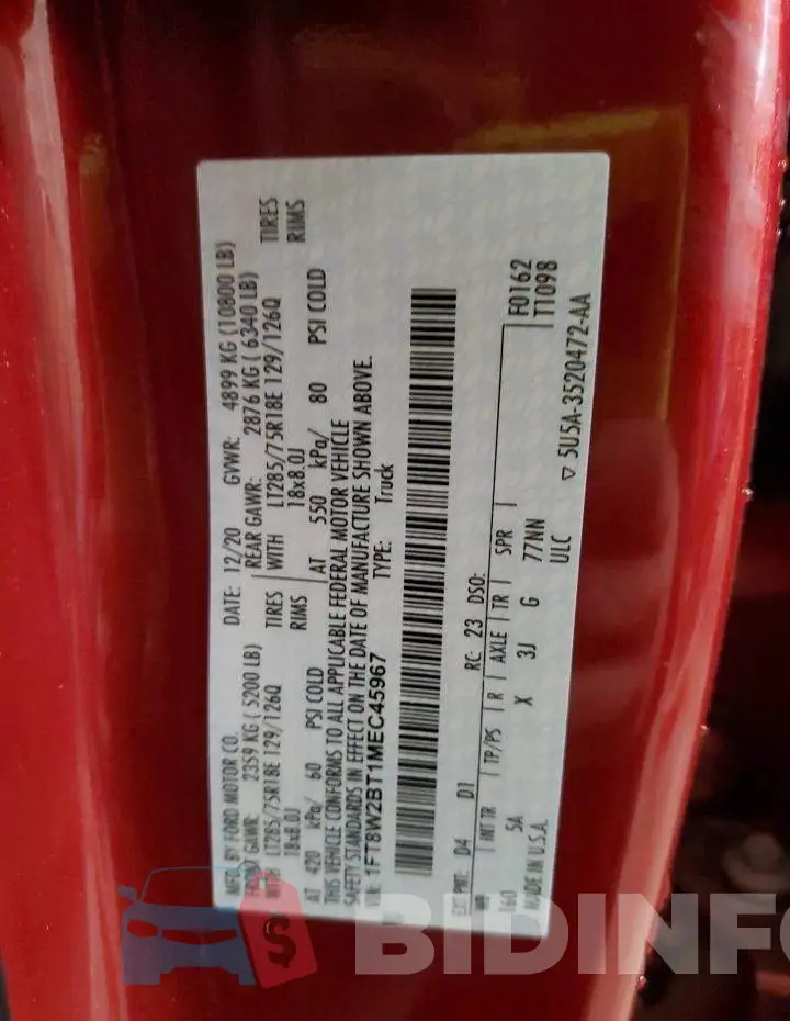 1FT8W2BT1MEC45967 Photo# 12