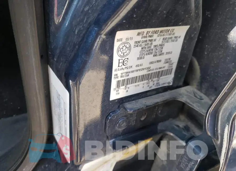 1FT8W3BT5FED01322 Photo# 13