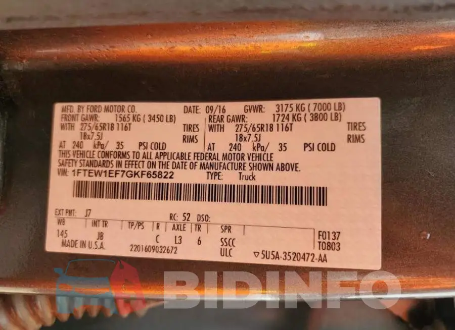 1FTEW1EF7GKF65822 Photo# 12