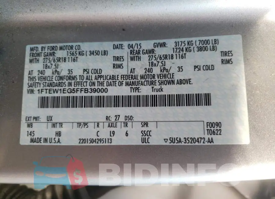 1FTEW1EG5FFB39000 Photo# 10