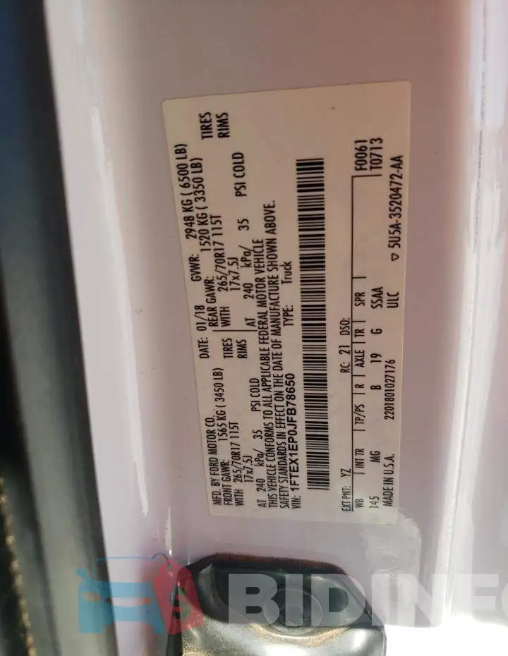 1FTEX1EP0JFB78650 Photo# 10