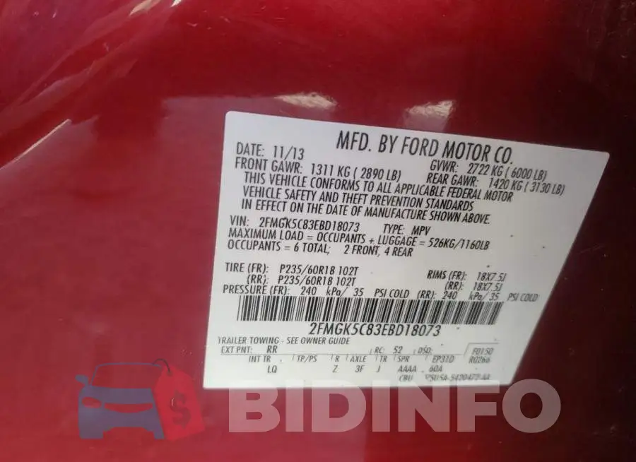2FMGK5C83EBD18073 Photo# 10
