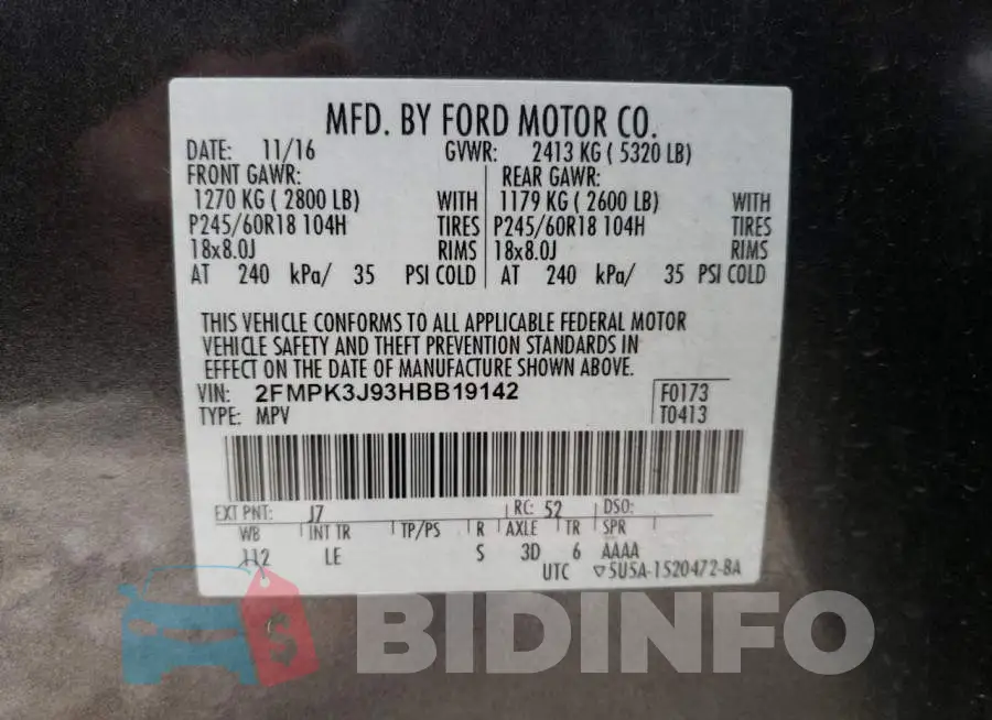 2FMPK3J93HBB19142 Photo# 13