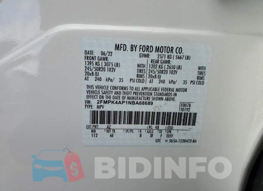 2FMPK4AP1NBA68689 Photo# 10