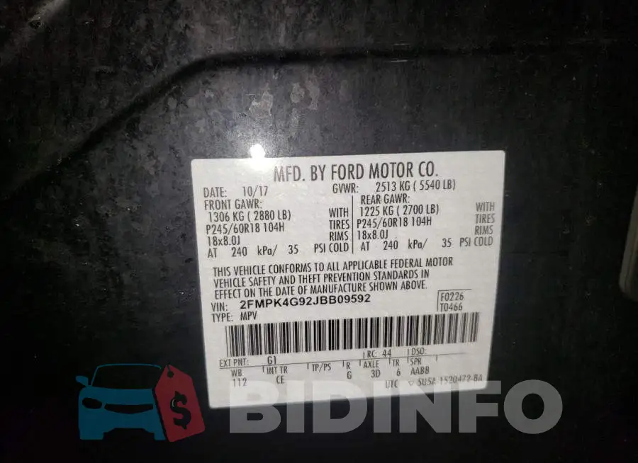 2FMPK4G92JBB09592 Photo# 13