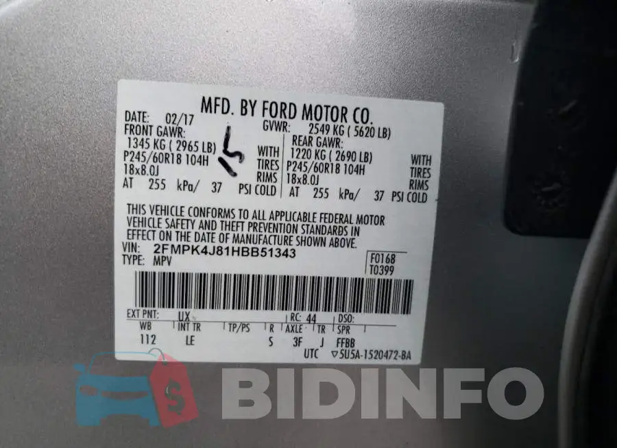 2FMPK4J81HBB51343 Photo# 12