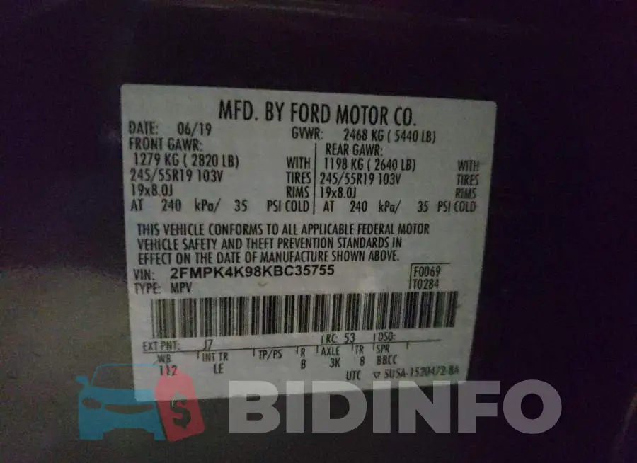 2FMPK4K98KBC35755 Photo# 13