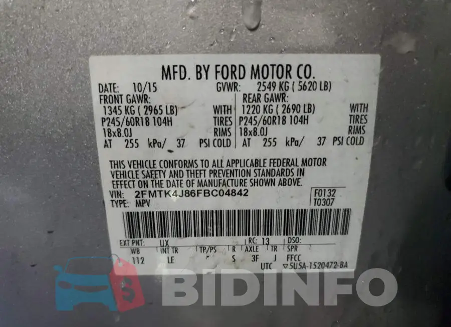 2FMTK4J86FBC04842 Photo# 13