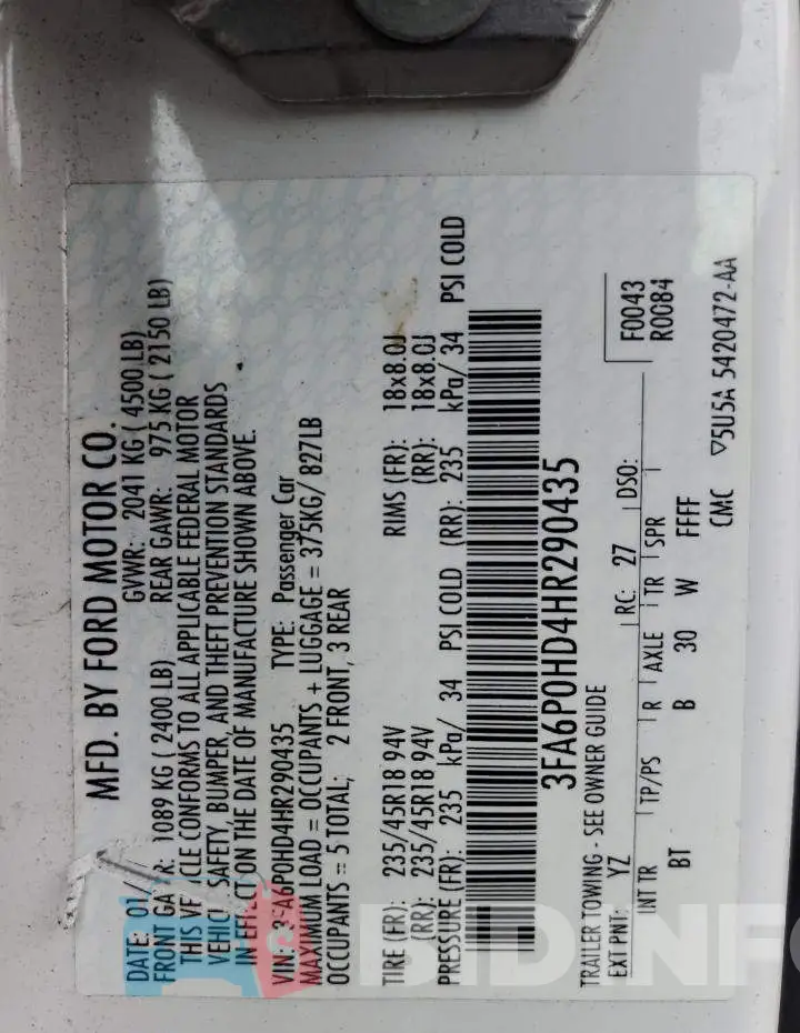3FA6P0HD4HR290435 Photo# 12