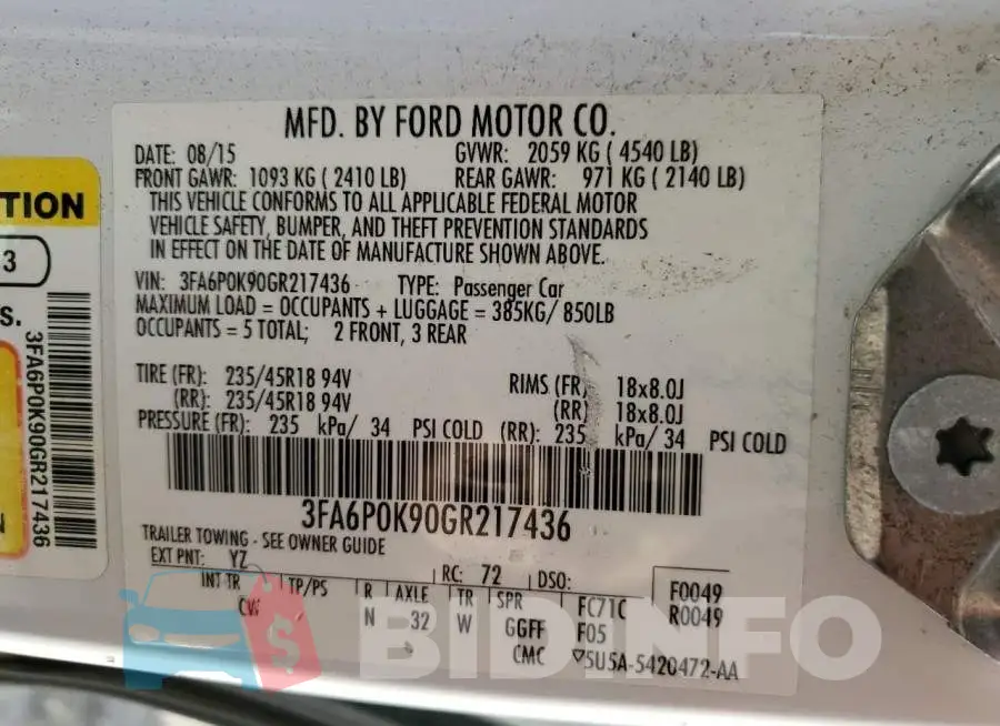 3FA6P0K90GR217436 Photo# 12