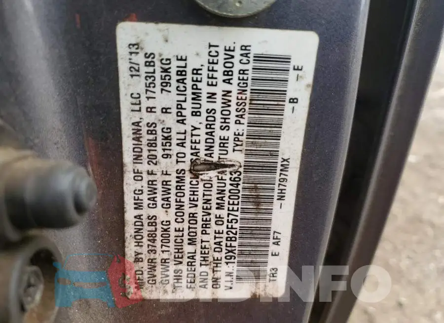 19XFB2F57EE004631 Photo# 12