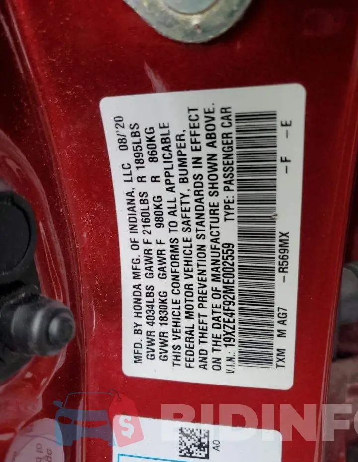 19XZE4F92ME002559 Photo# 12