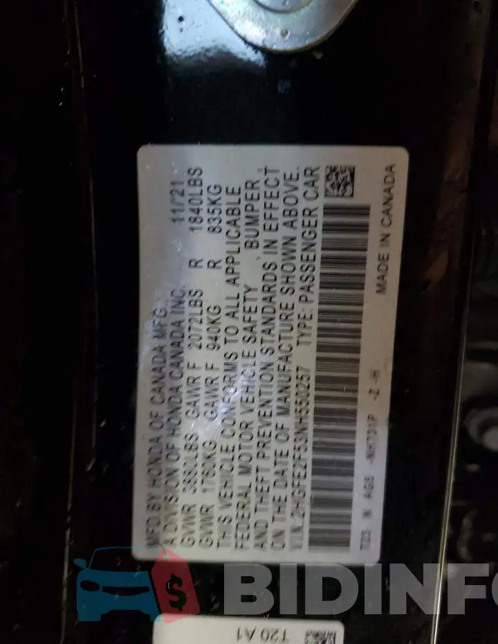 2HGFE2F53NH550257 Photo# 10