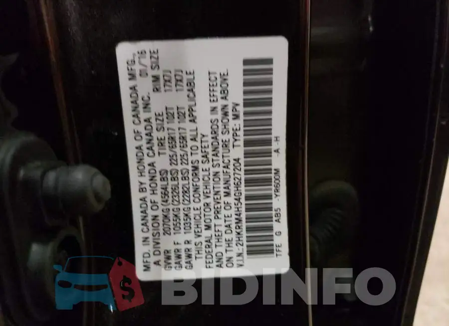 2HKRM4H54GH627204 Photo# 13