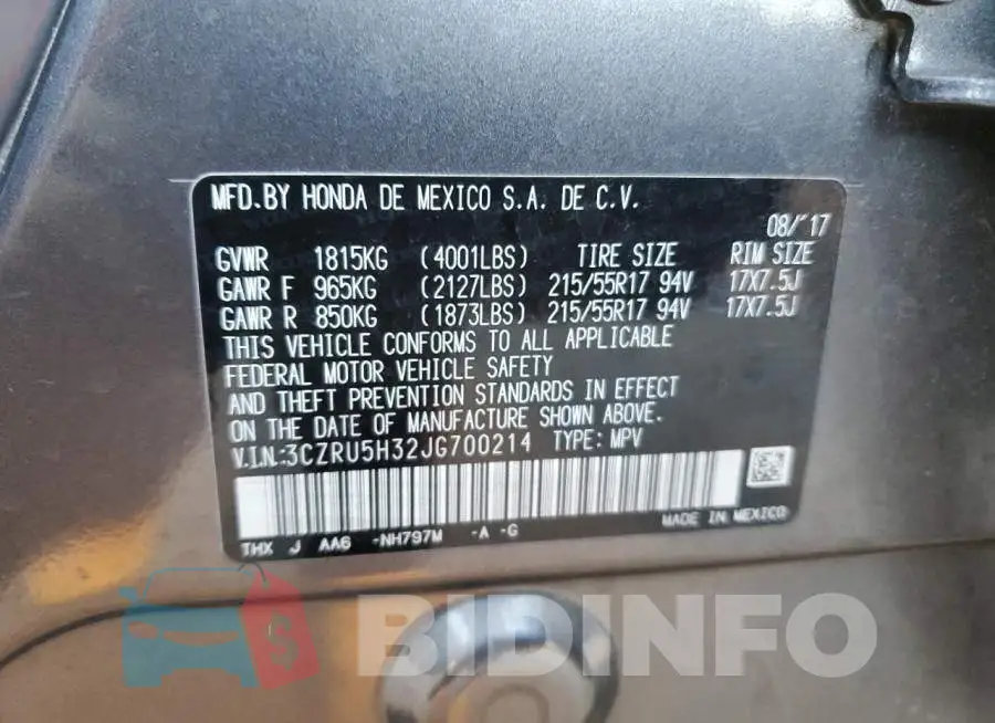 3CZRU5H32JG700214 Photo# 13