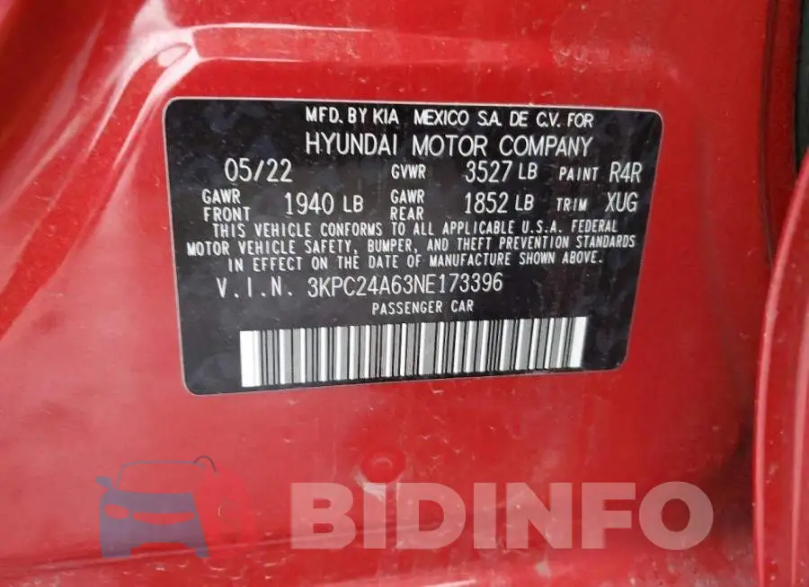 3KPC24A63NE173396 Photo# 12