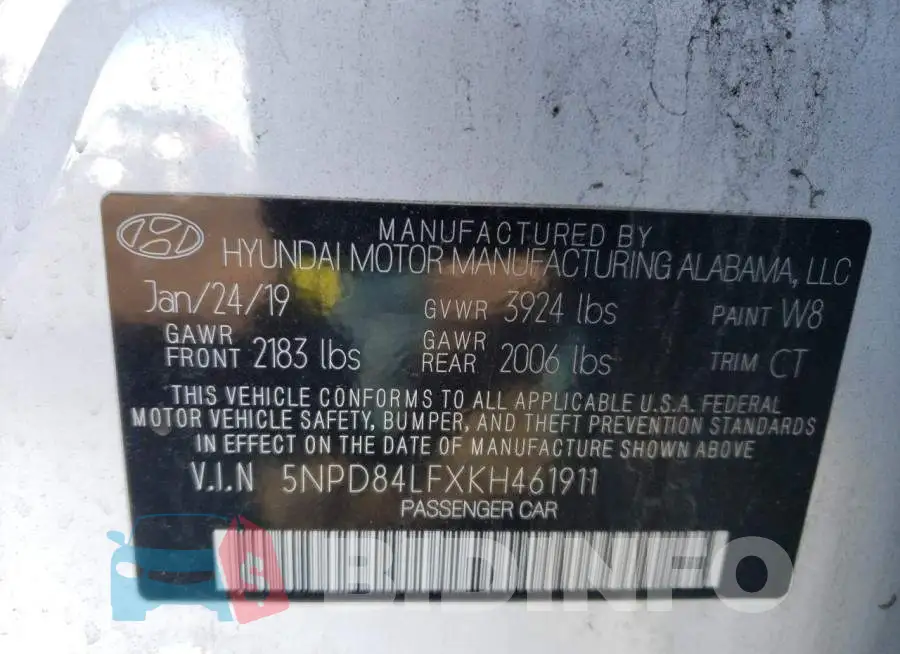 5NPD84LFXKH461911 Photo# 12