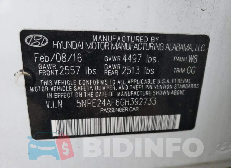 5NPE24AF6GH392733 Photo# 13