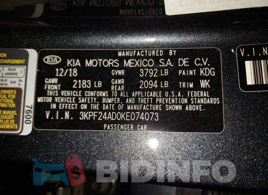 3KPF24AD0KE074073 Photo# 10