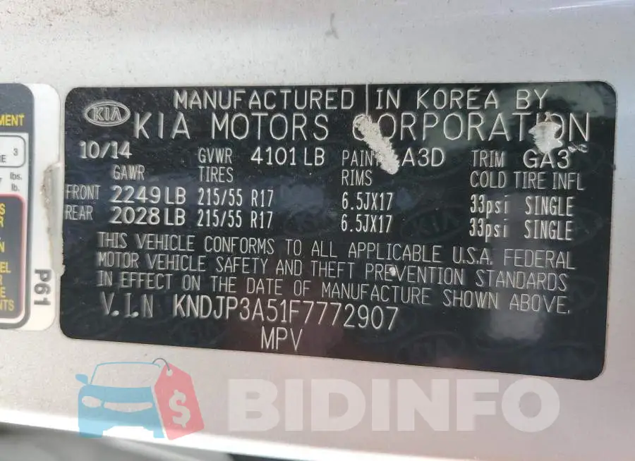 KNDJP3A51F7772907 Photo# 10