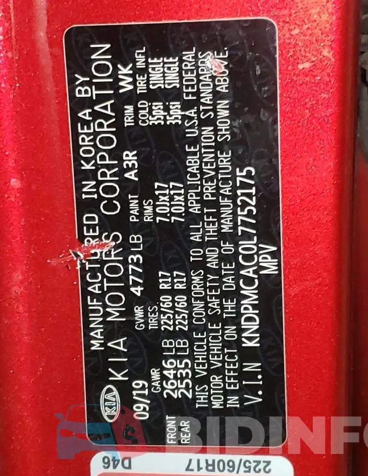 KNDPMCAC0L7752175 Photo# 10