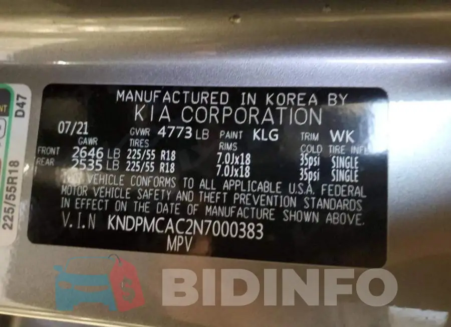 KNDPMCAC2N7000383 Photo# 14