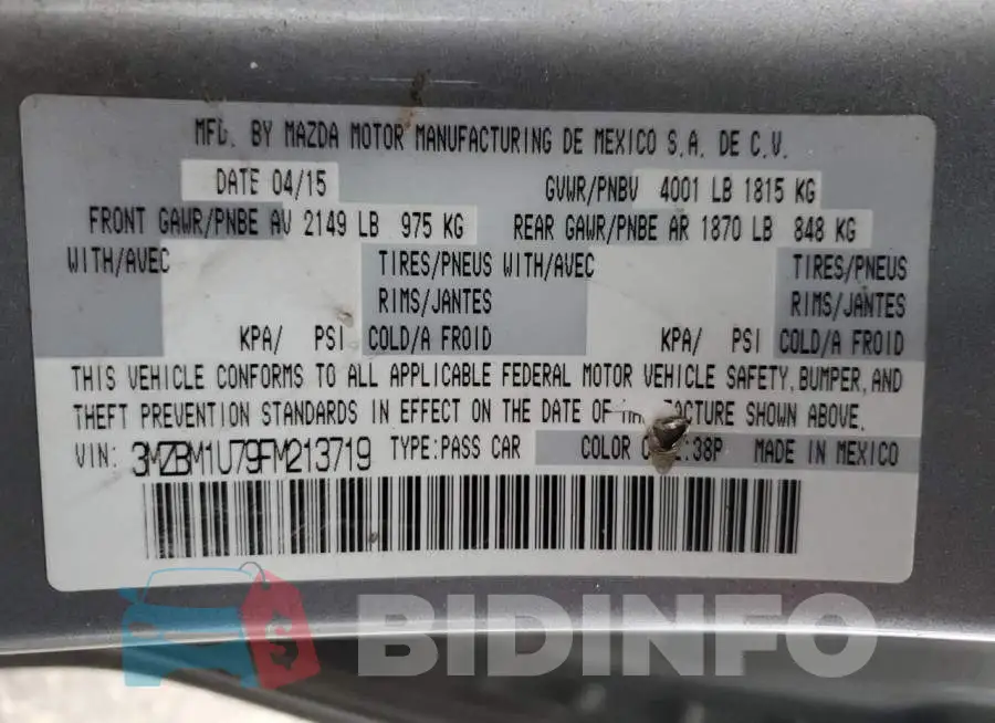 3MZBM1U79FM213719 Photo# 12