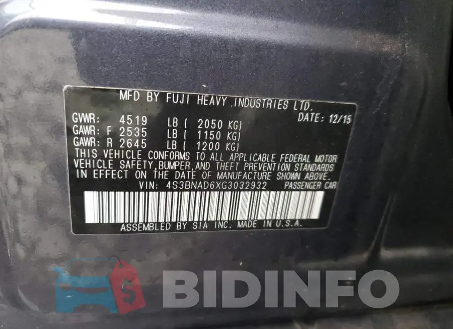 4S3BNAD6XG3032932 Photo# 12