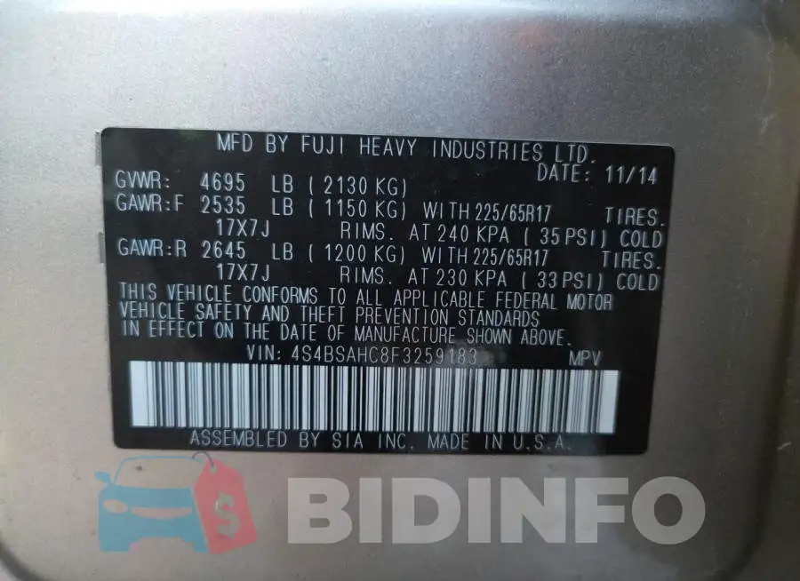4S4BSAHC8F3259183 Photo# 13