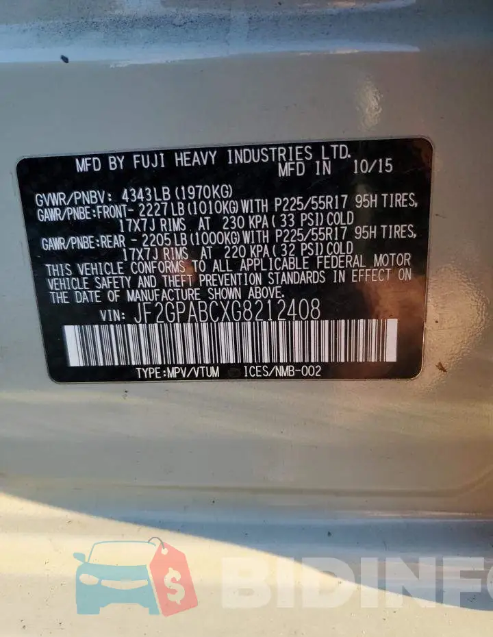 JF2GPABCXG8212408 Photo# 13