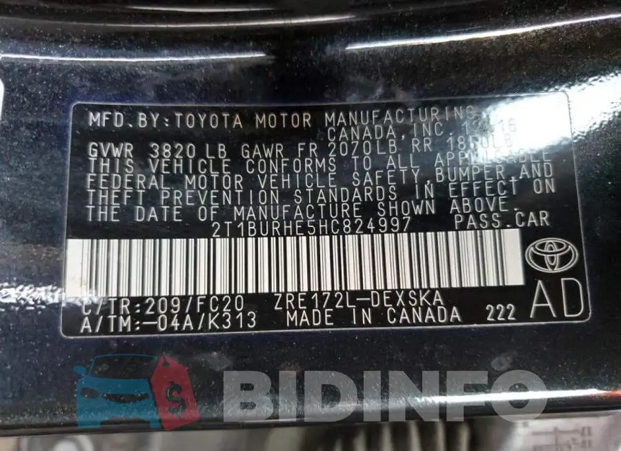 2T1BURHE5HC824997 Photo# 12