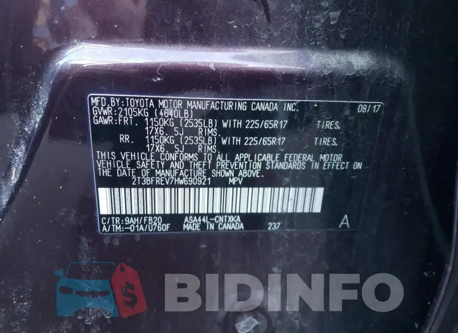2T3BFREV7HW690921 Photo# 13