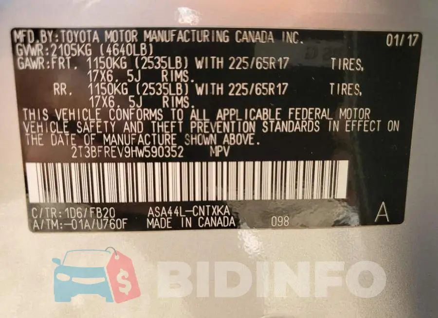 2T3BFREV9HW590352 Photo# 10