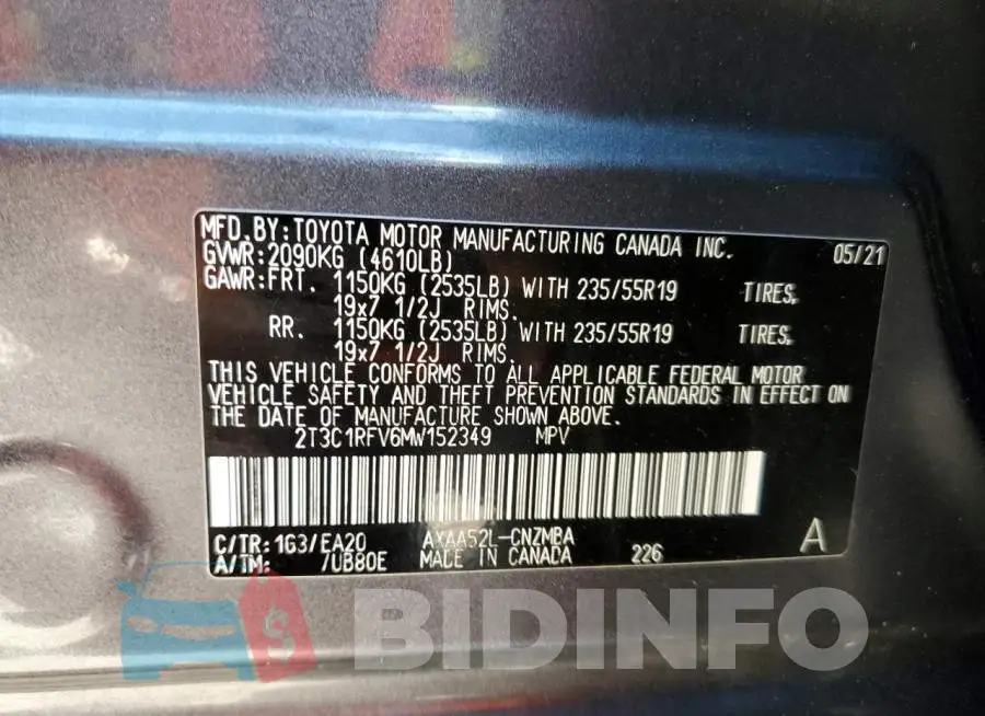 2T3C1RFV6MW152349 Photo# 13