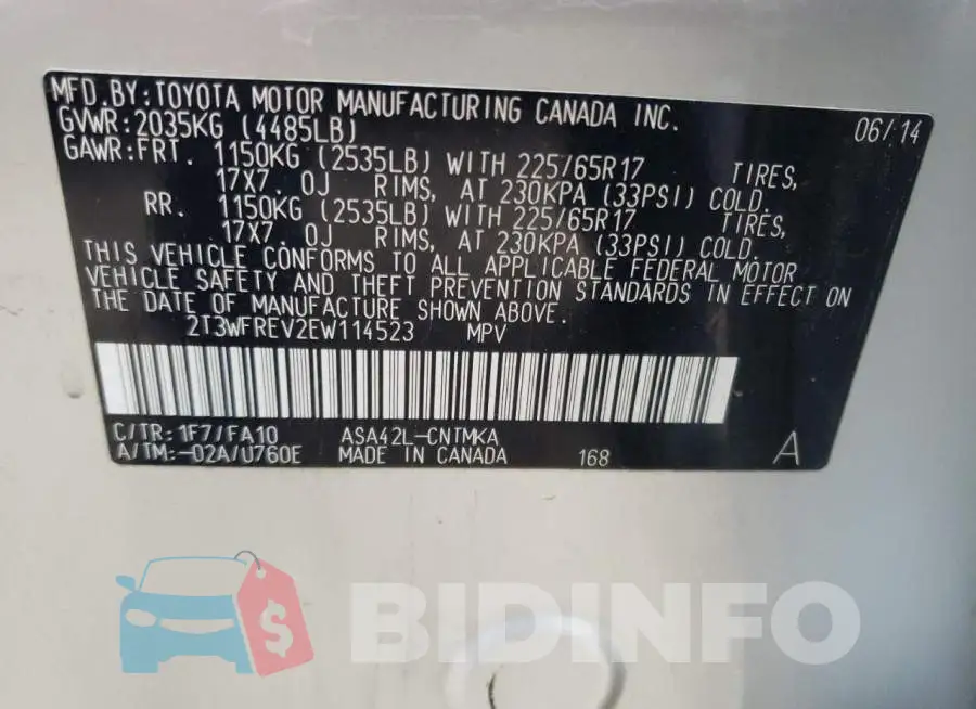 2T3WFREV2EW114523 Photo# 13