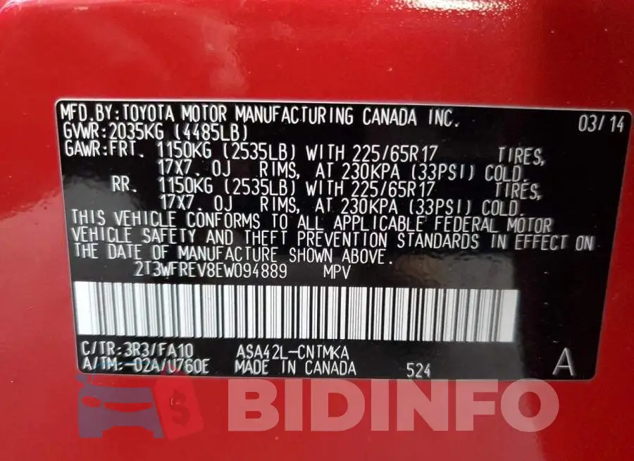 2T3WFREV8EW094889 Photo# 13