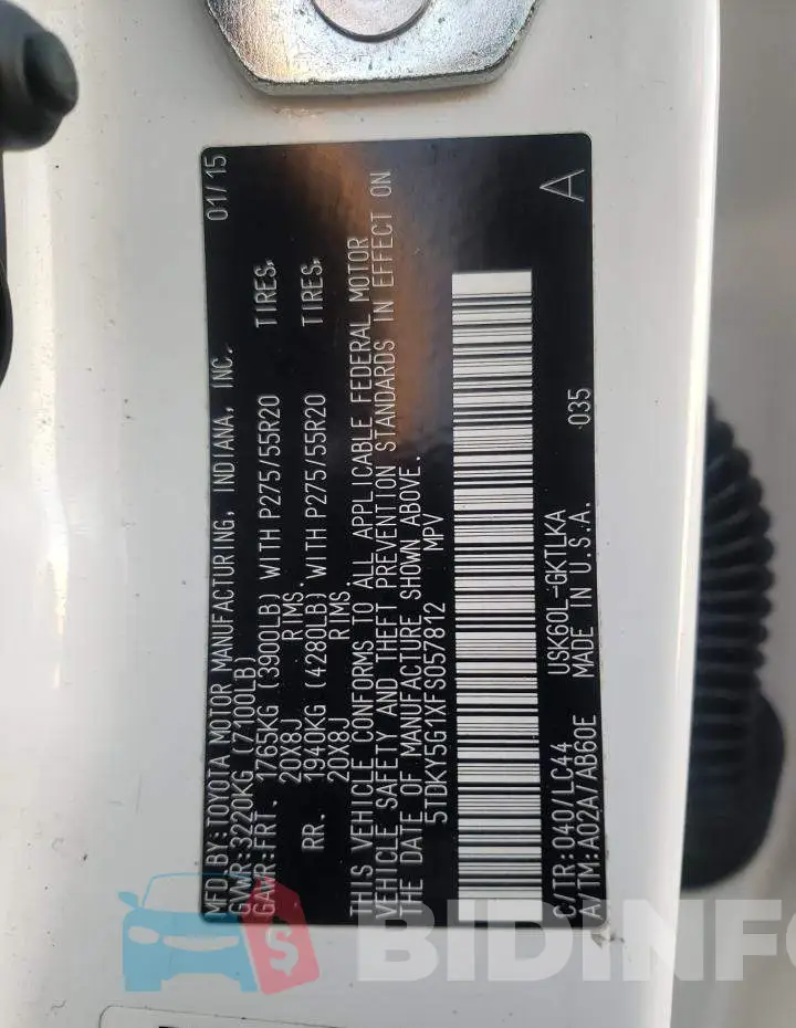 5TDKY5G1XFS057812 Photo# 12