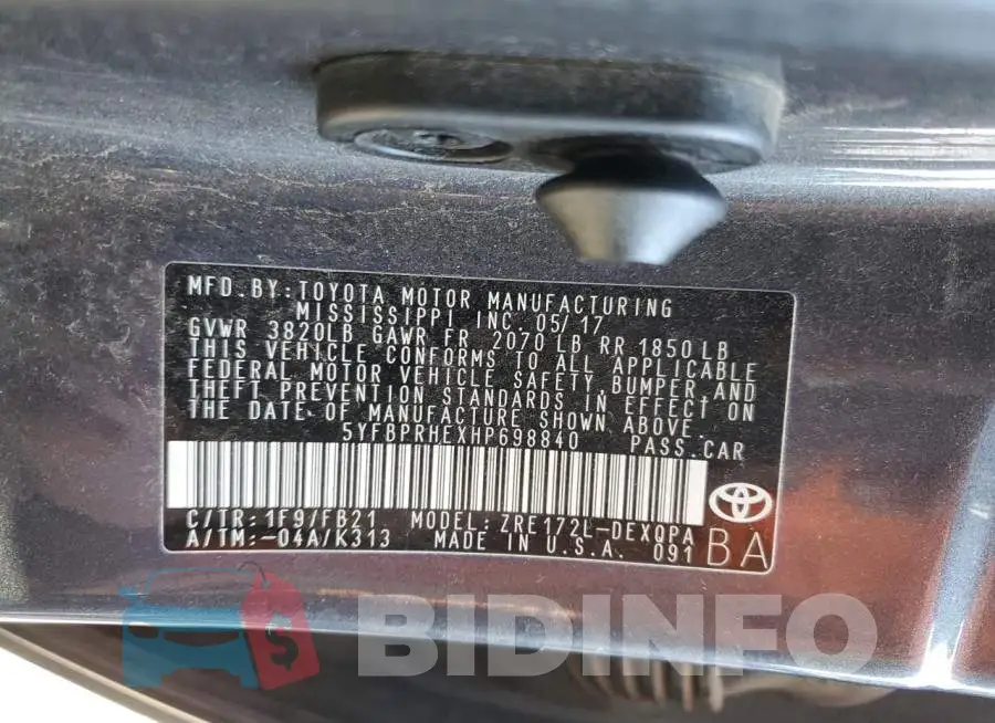 5YFBPRHEXHP698840 Photo# 13