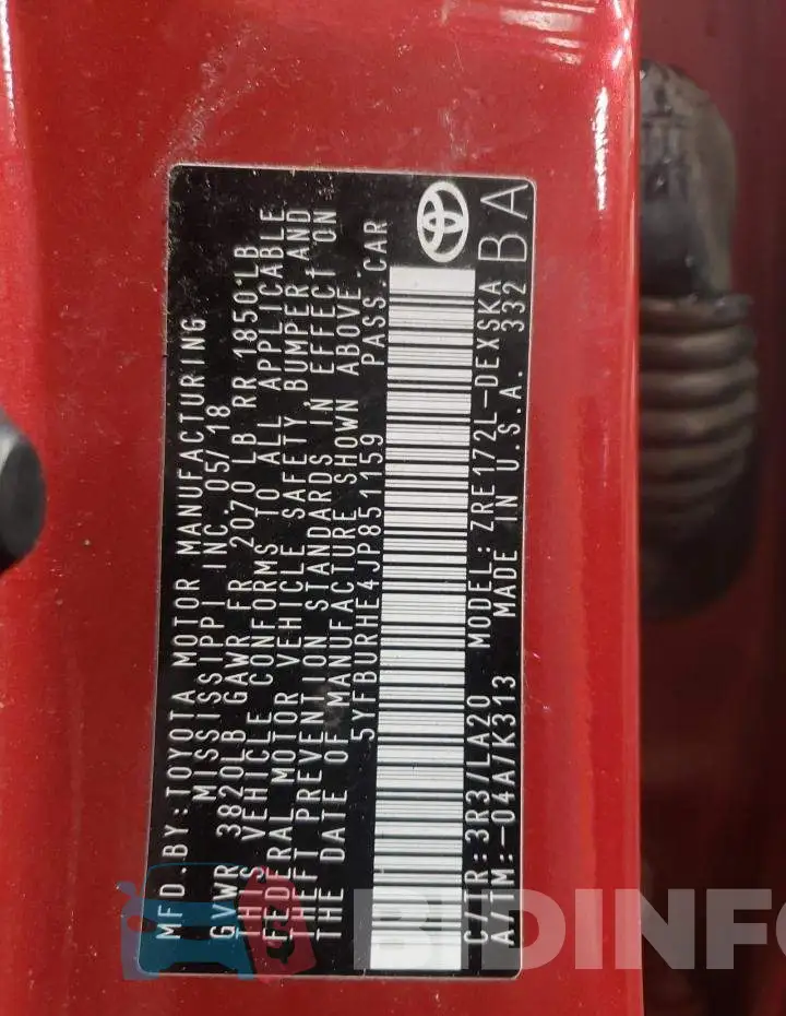 5YFBURHE4JP851159 Photo# 12