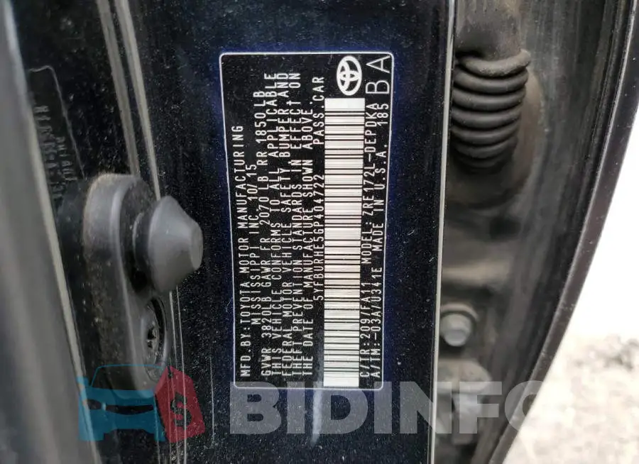 5YFBURHE5GP404722 Photo# 10