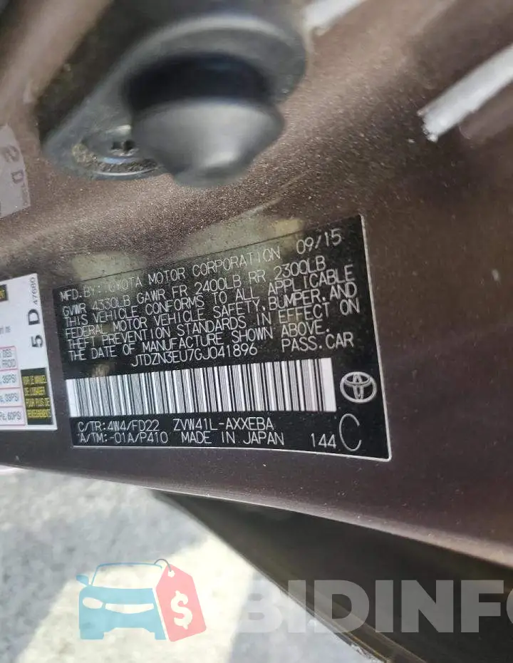 JTDZN3EU7GJ041896 Photo# 10