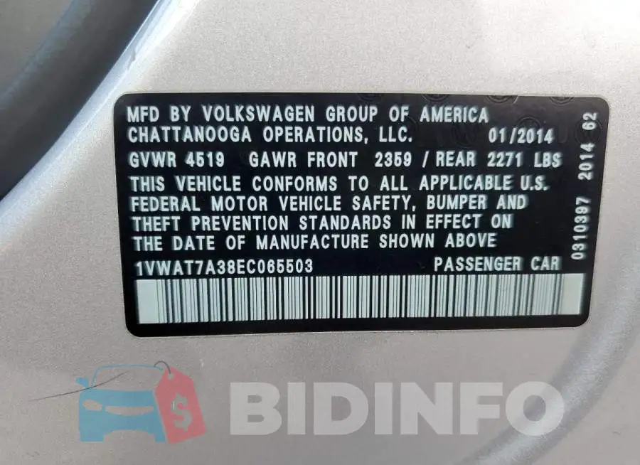 1VWAT7A38EC065503 Photo# 13