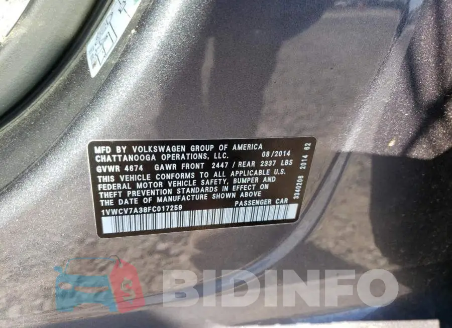 1VWCV7A38FC017259 Photo# 10