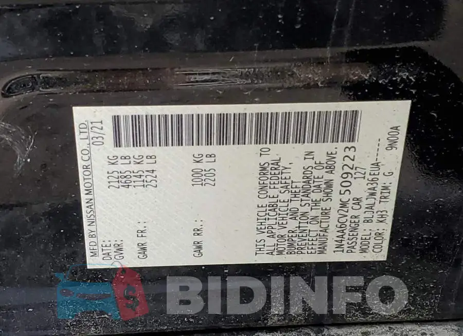 1N4AA6CV2MC509223 Photo# 12