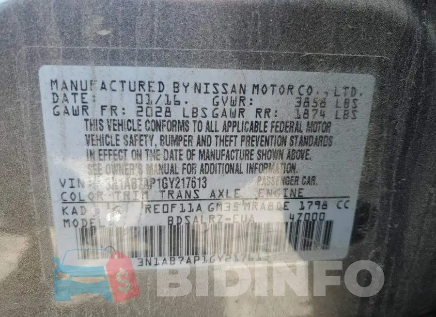 3N1AB7AP1GY217613 Photo# 10