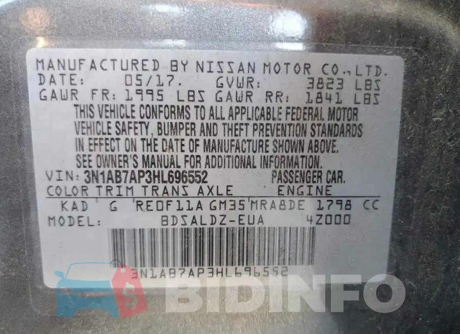 3N1AB7AP3HL696552 Photo# 12