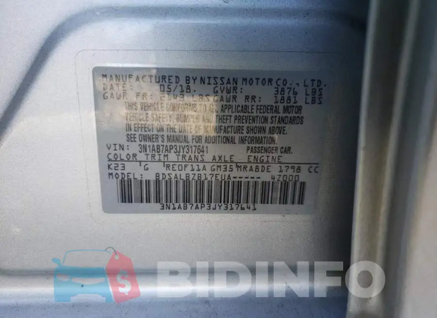 3N1AB7AP3JY317641 Photo# 13